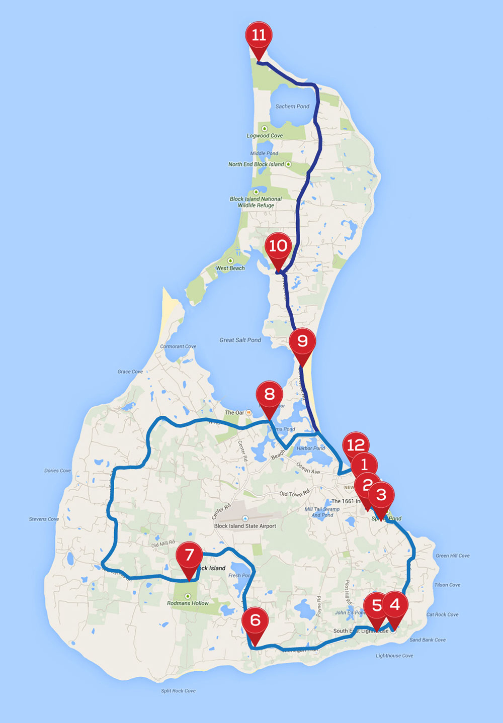 Self-Guided Bike Tour | Block Island, Ri within Printable Map Of Block Island