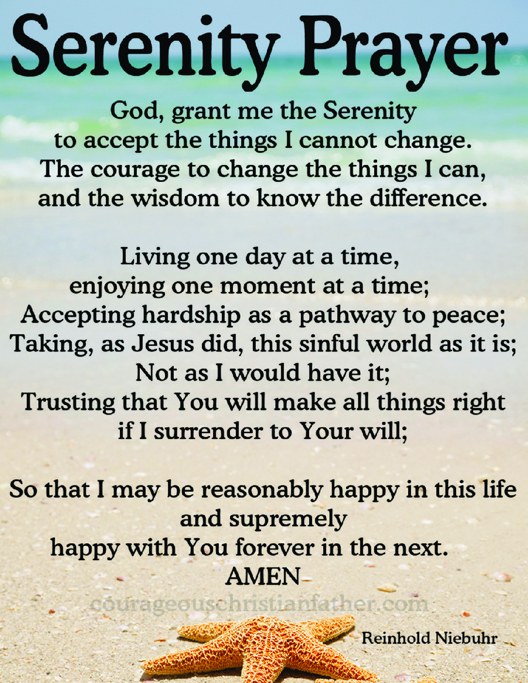 Serenity Prayer - Courageous Christian Father inside Pdf Free Printable Serenity Prayer