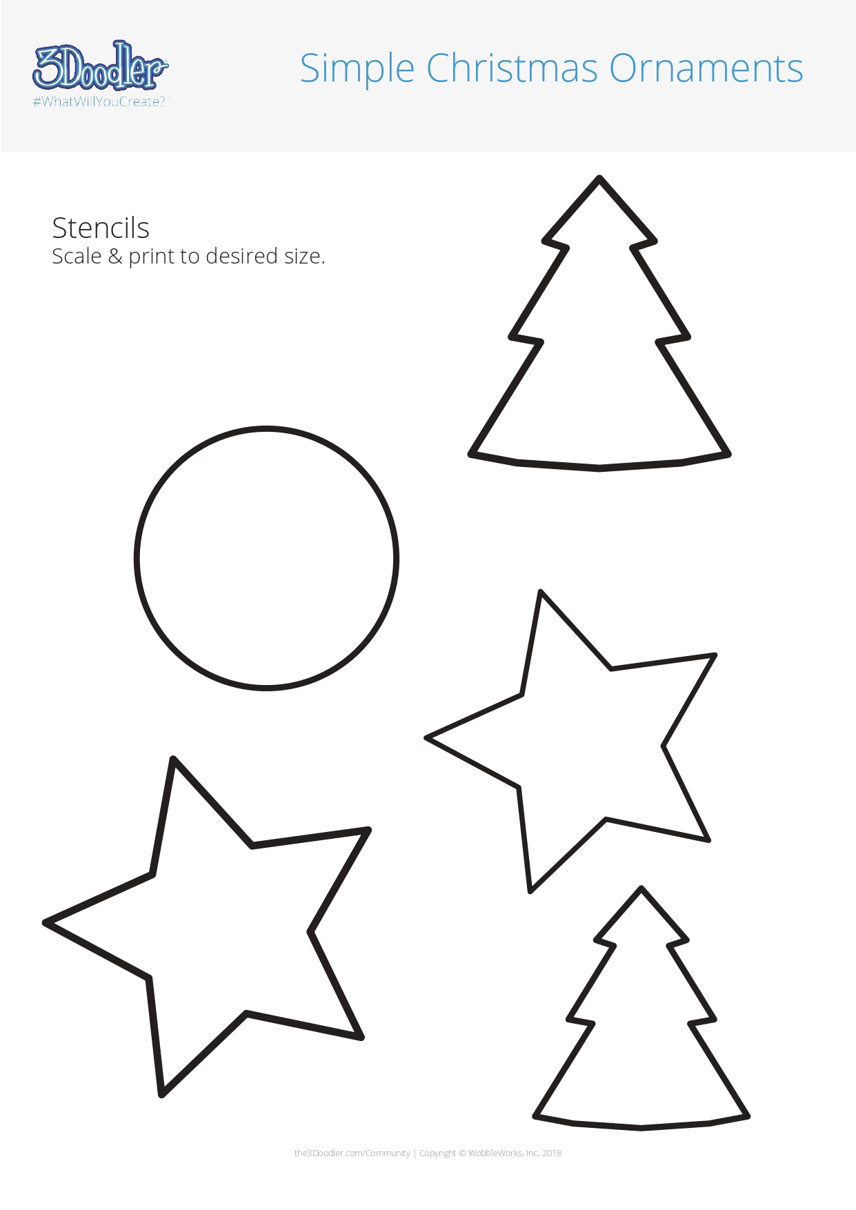 Simple Holidays Ornaments 3D Pen Stencil - 3Doodler intended for Printable Easy 3d Pen Templates