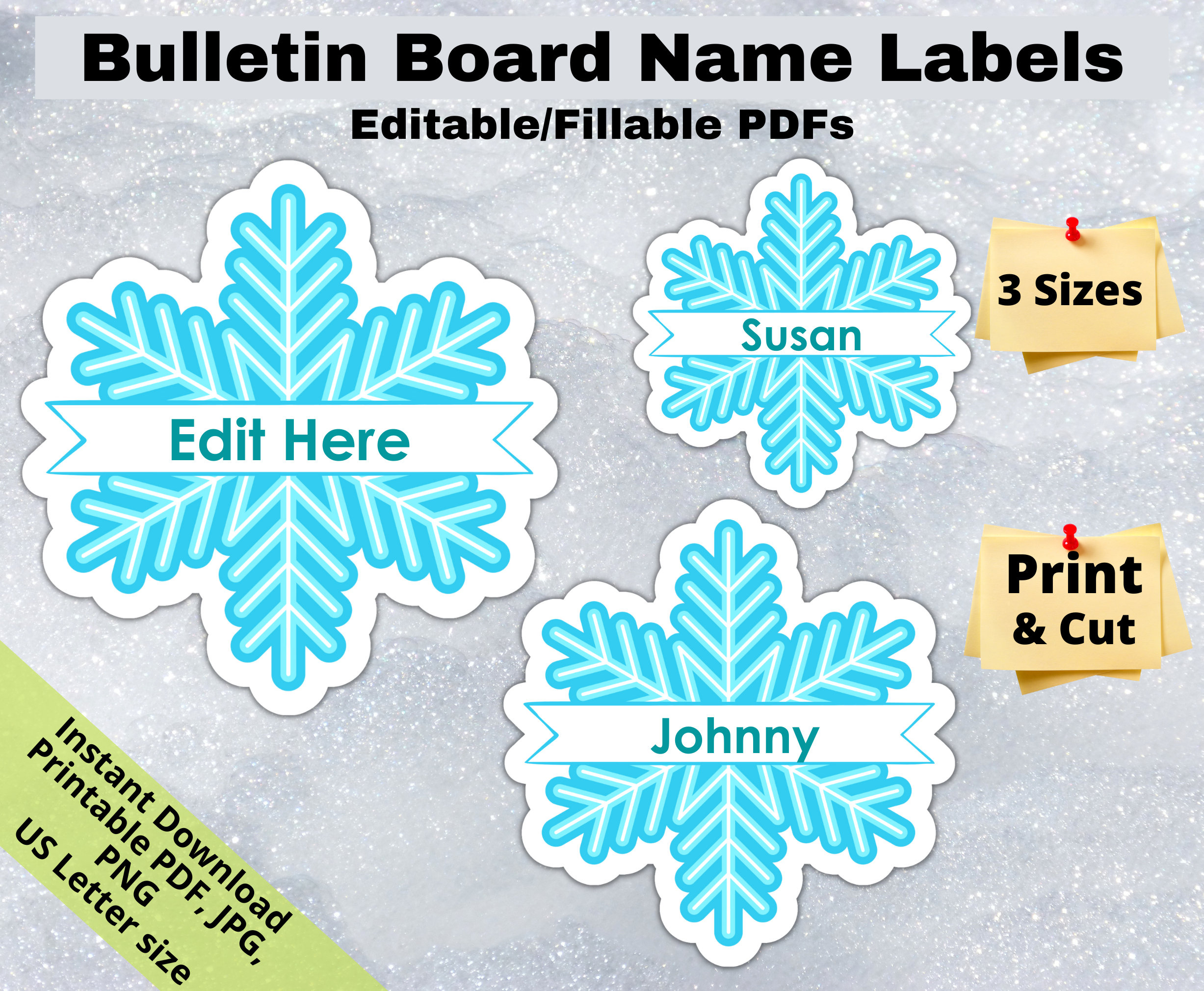 Snowflake Winter, Editable Student Name Tags Printables, Classroom inside Free Printable Snowflake Name Tags