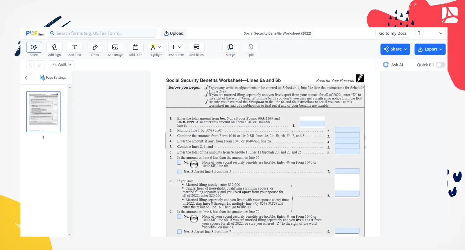 Social Security Benefits Worksheet (2023) | Pdfliner throughout Printable Social Security Benefits Worksheet