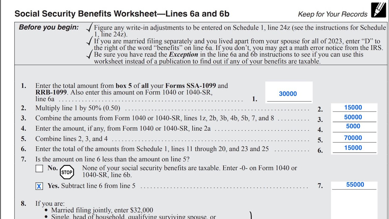 Social Security Benefits Worksheet Walkthrough (Irs Form 1040, Lines 6A & 6B) regarding Printable Social Security Benefits Worksheet