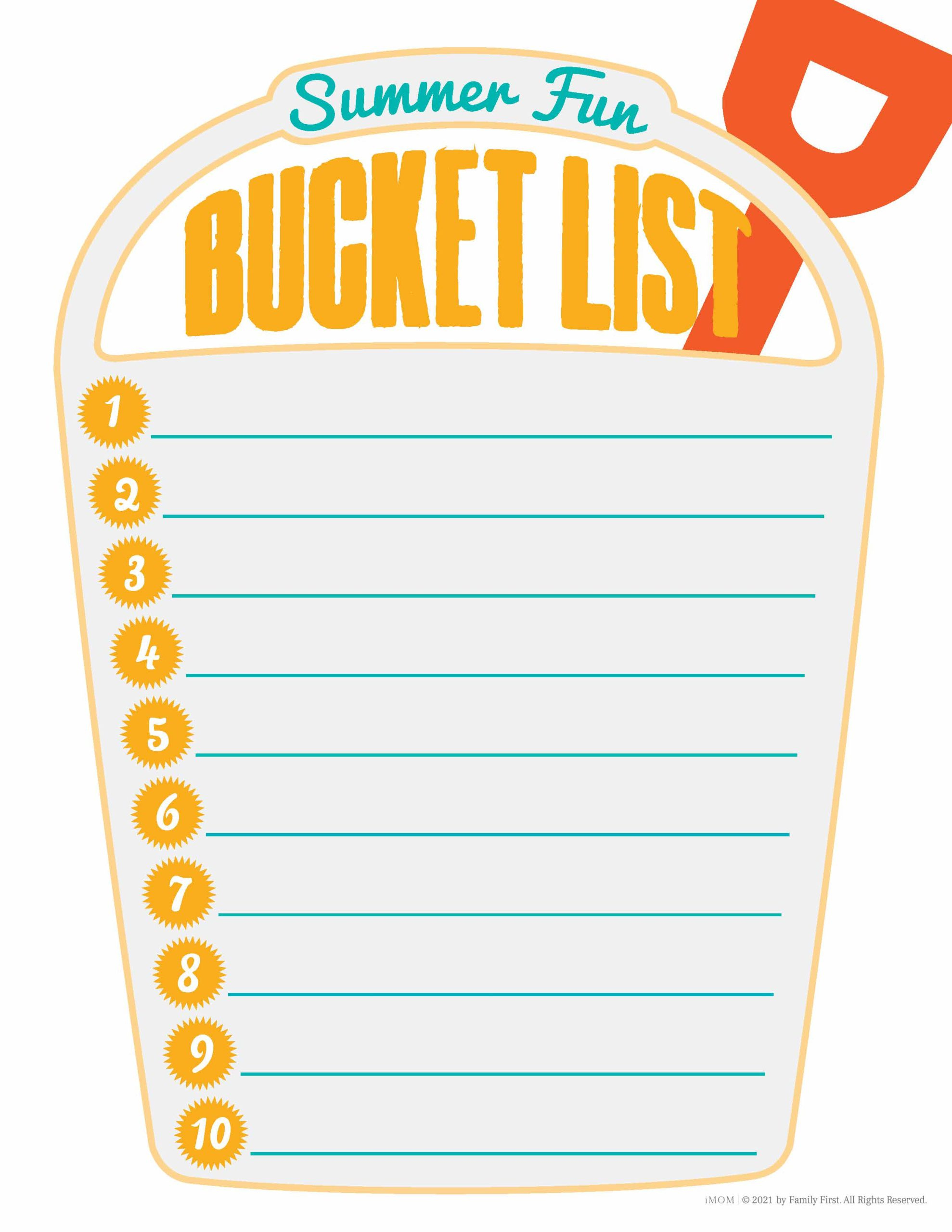 Summer Bucket List - Imom for My Summer Bucket List Printable