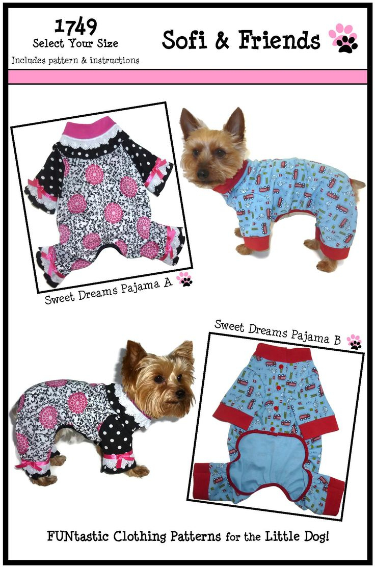 Sweet Dreams Dog Pajamas Sewing Pattern 1749 - Dog Jammies - Dog pertaining to Pajama Free Printable Sewing Patterns For Dog Clothes