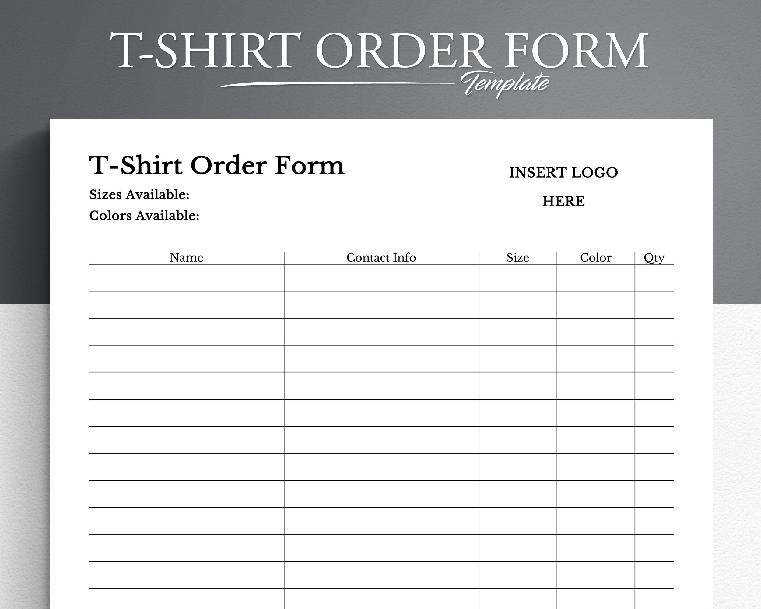 T-Shirt Order Form Template: Personalisierbar Für Google Docs/Word for Printable T-Shirt Order Form Template Google Docs