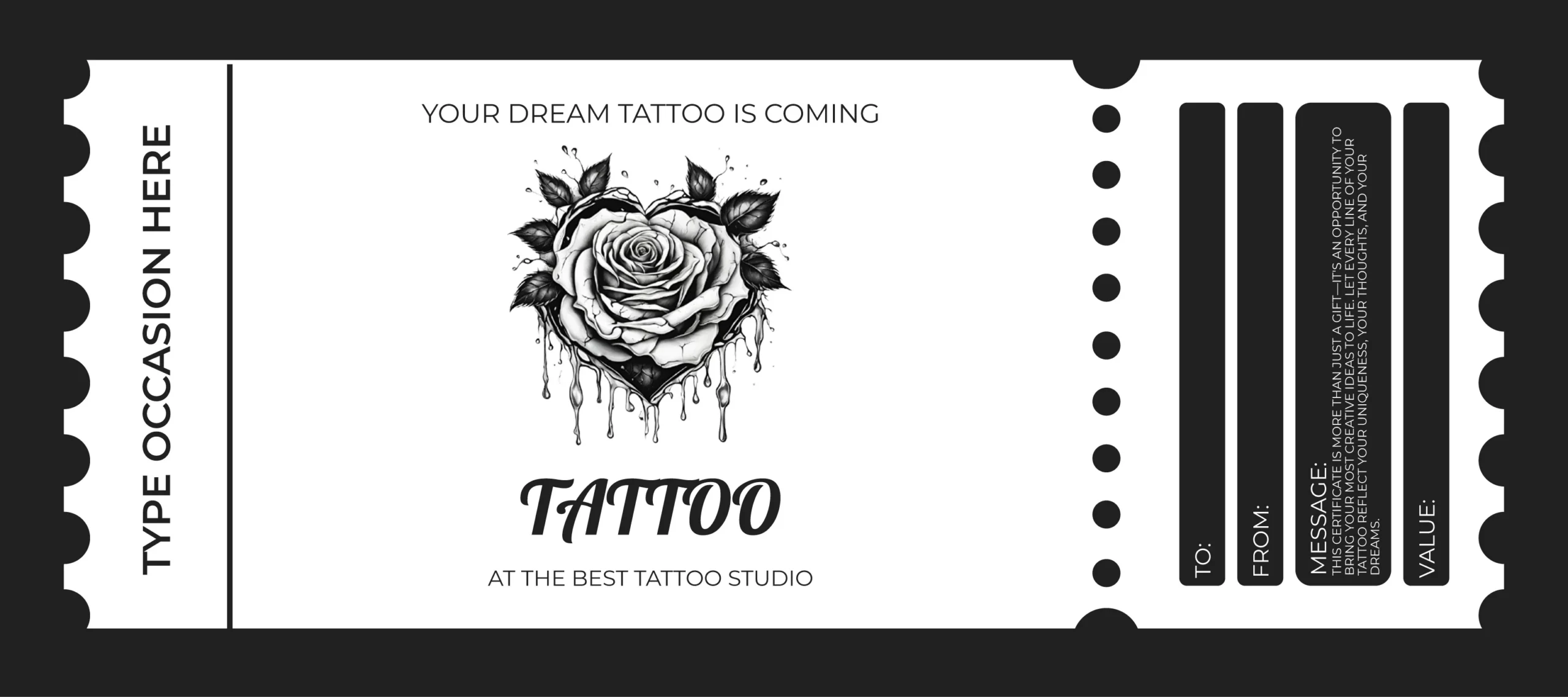 Tattoo Gift Certificate Free Google Docs Template - Gdoc.io within Free Printable Tattoo Voucher Template