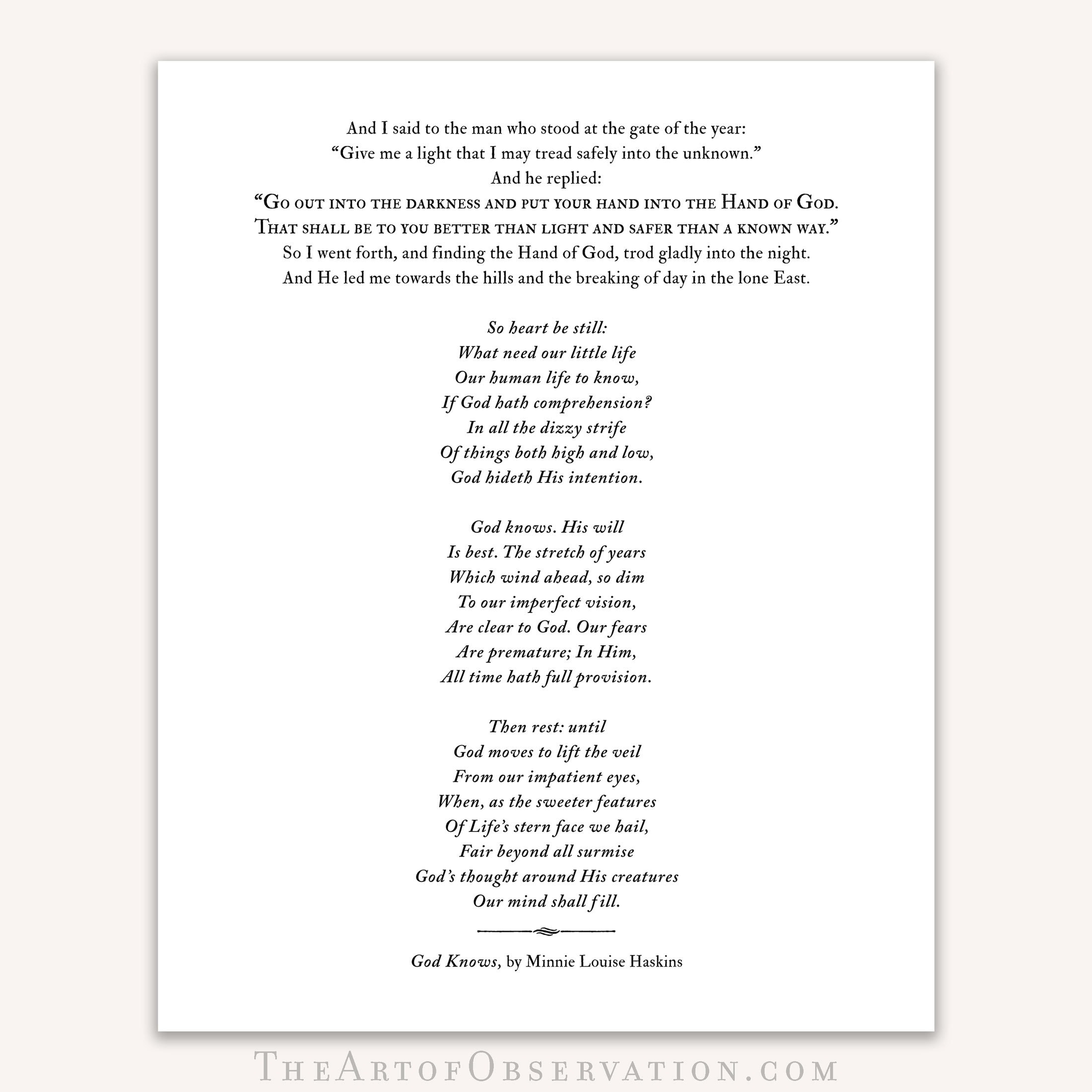 The Gate Of The Year Poem Wall Art Print, God Knowsminnie in Printable the Gate of the Year Full Poem