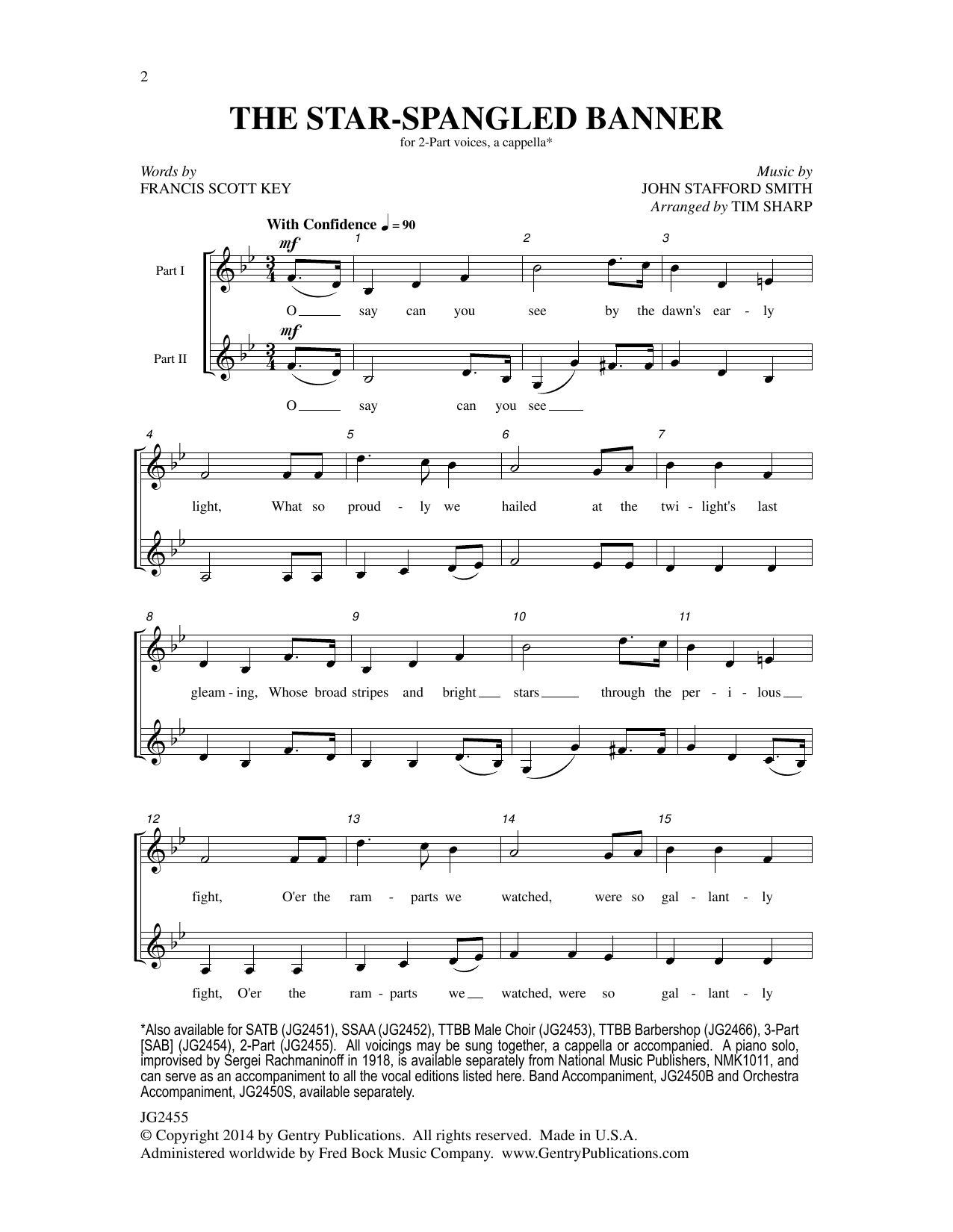 The Star-Spangled Banner Von Tim Sharp Noten Zum Zweistimmiger within Printable Star Spangled Banner Sheet Music