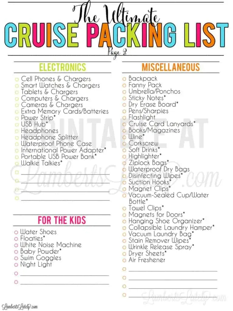 The Ultimate Cruise Packing Checklist (Free Printable Pdfs with regard to Packing List For Cruise Printable