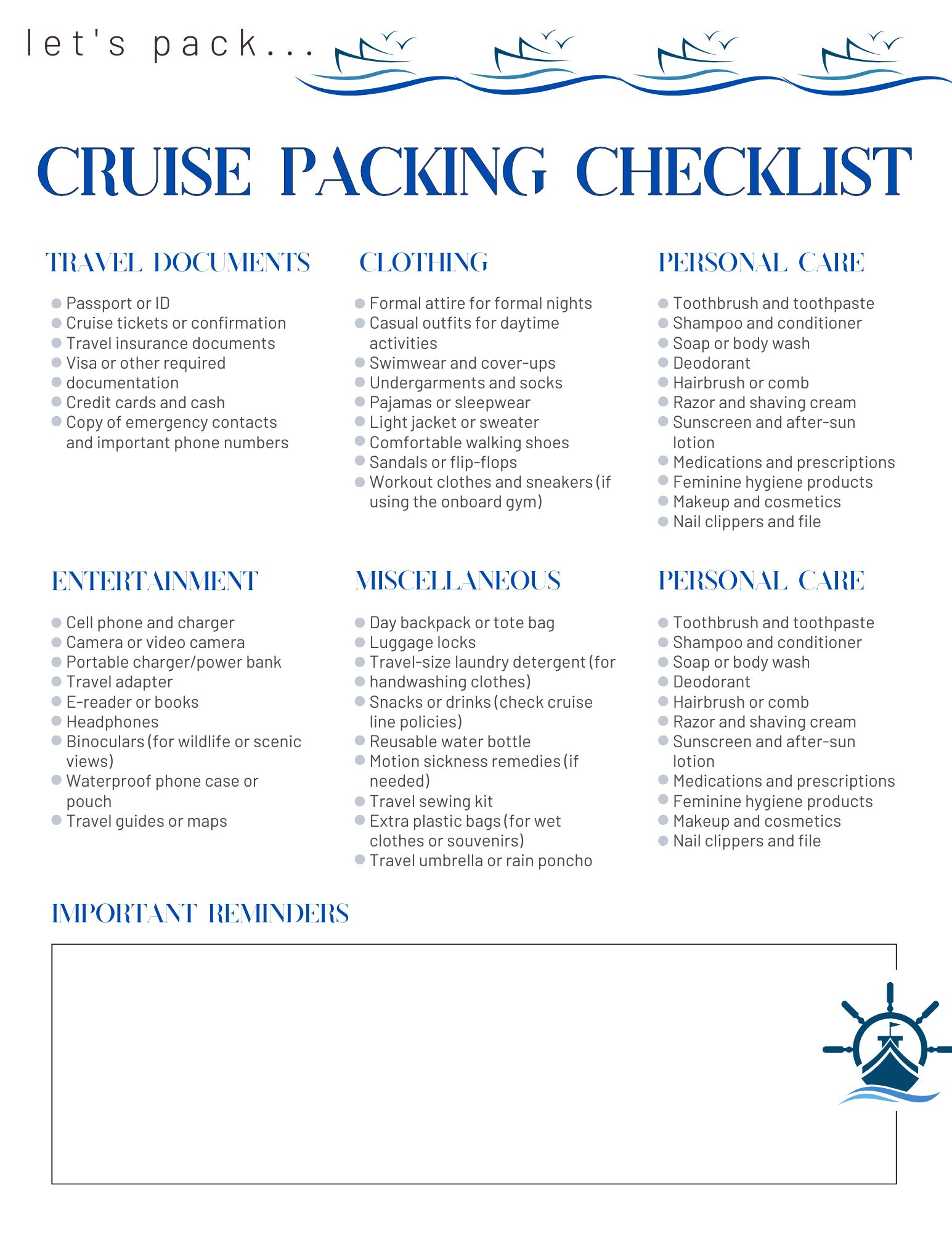 The Ultimate Cruise Packing Checklist Printable - Don'T Forget A pertaining to Packing List For Cruise Printable