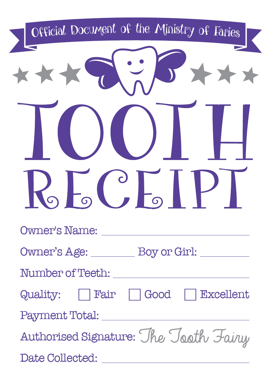 Tooth Fairy Certificate & Tooth Receipt Free Printables regarding Tooth Fairy Letter Free Printable