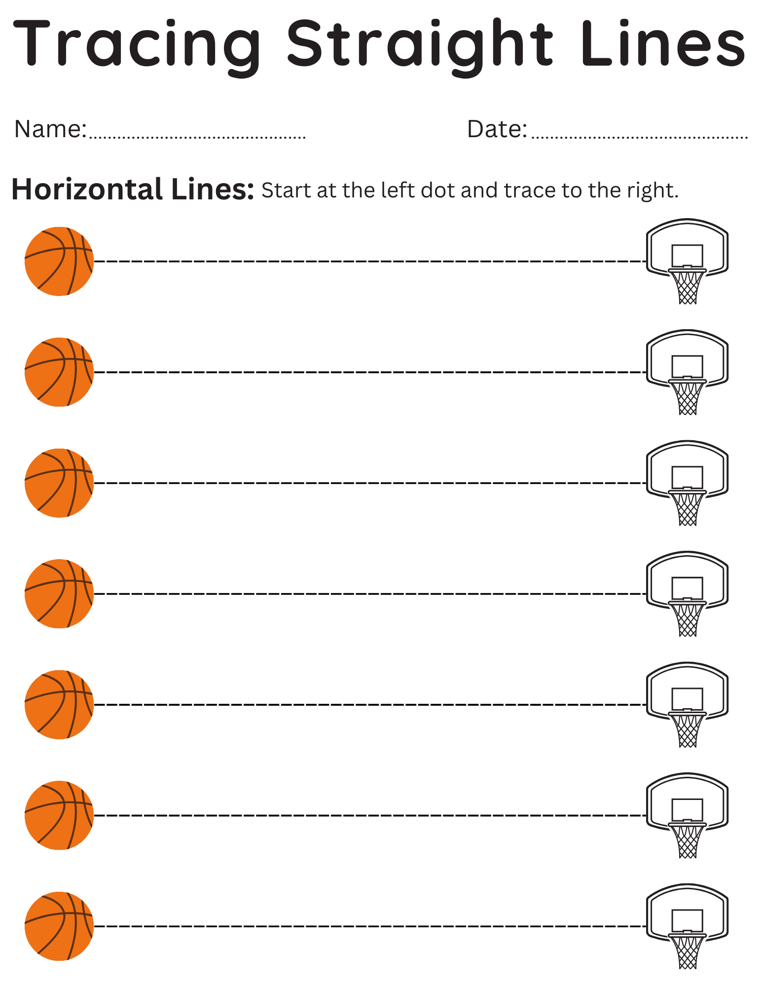 Tracing Straight Lines Kindergarten Worksheets - Horizontal Line with Printable Tracing Straight Lines Worksheets