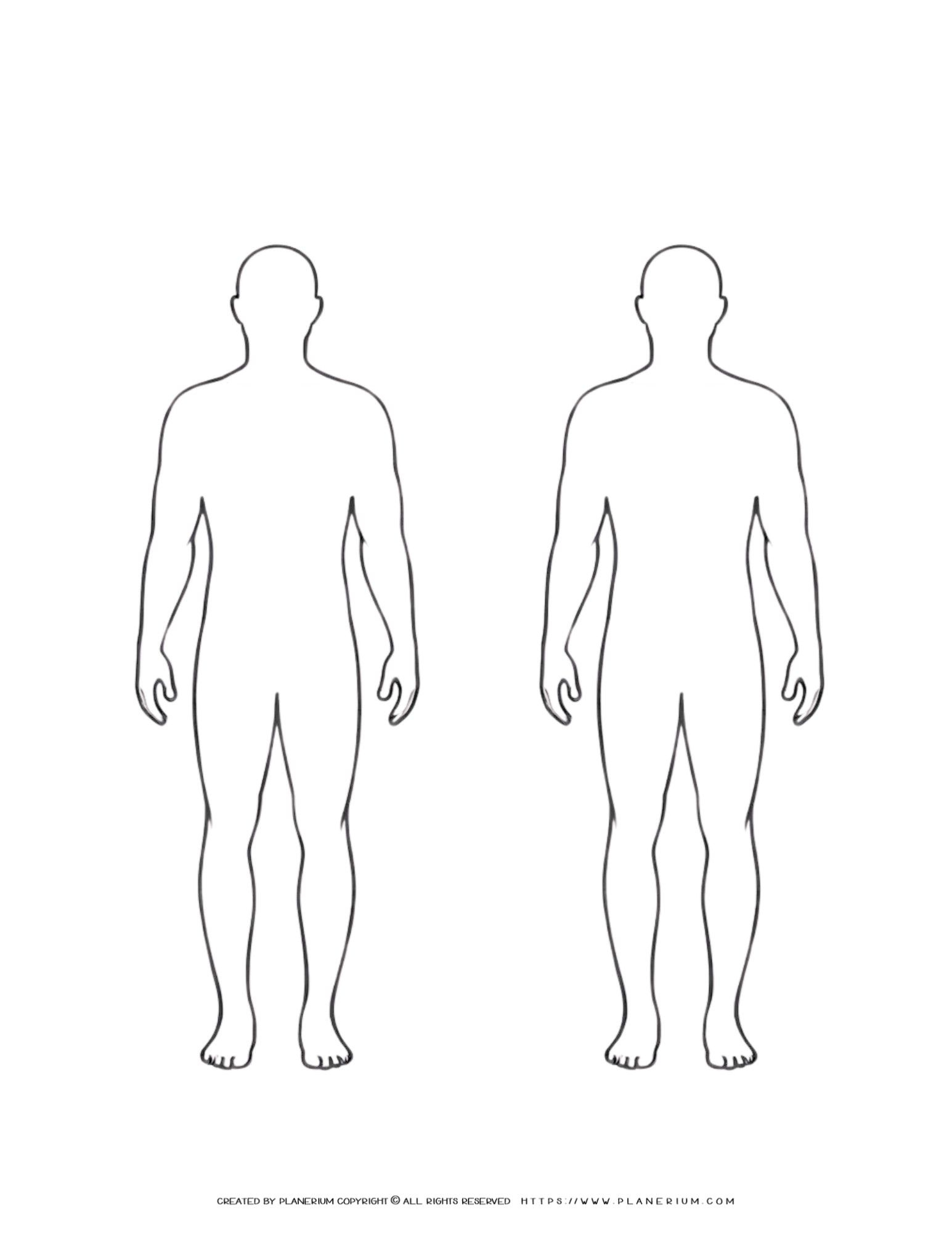 Two Man Human Body Outline Printable For Fun Learning for Printable Human Body Outline Template
