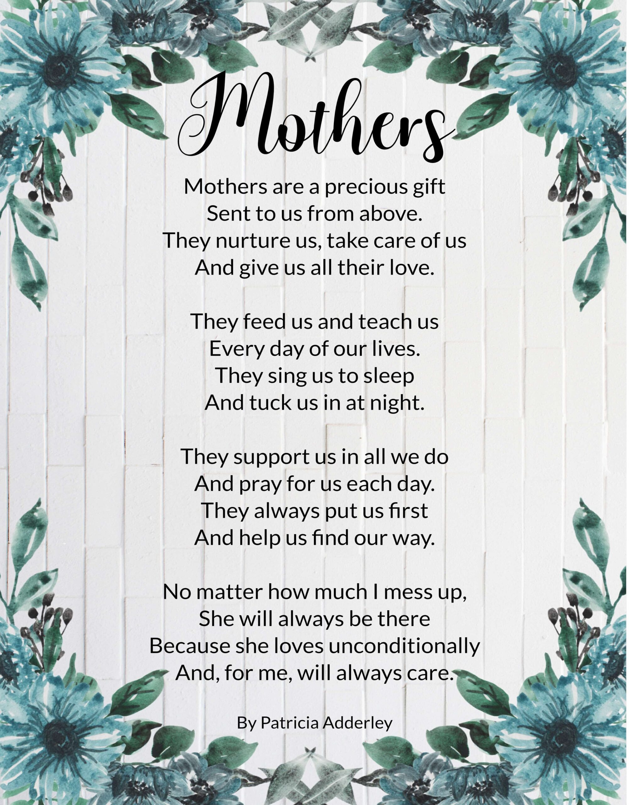 Unconditional Love Printable Mother S Day Poem For Grandma pertaining to Mother'S Day Printable Poems