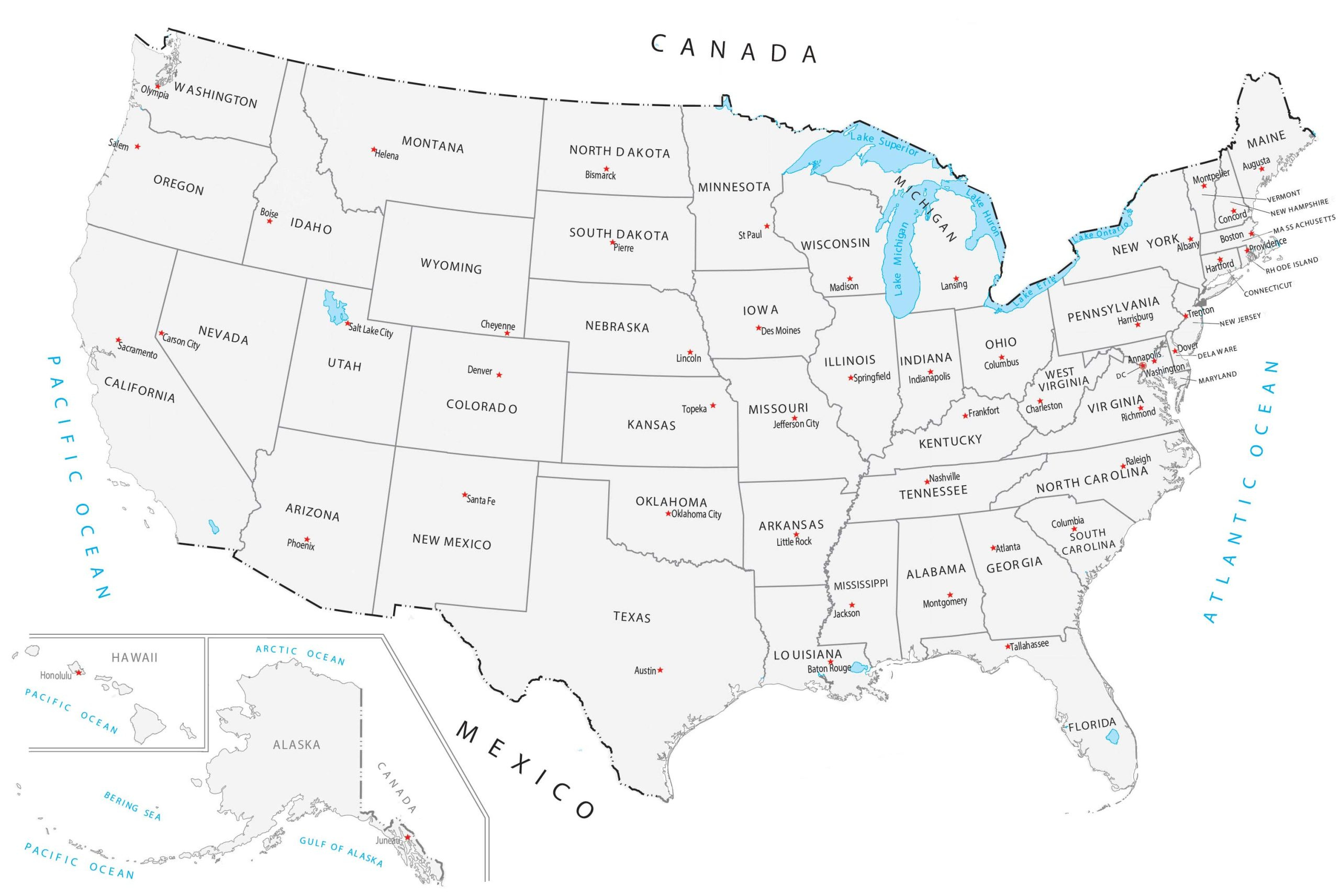 United States Map With Capitals - Gis Geography with regard to Map of the United States with Capitals Printable