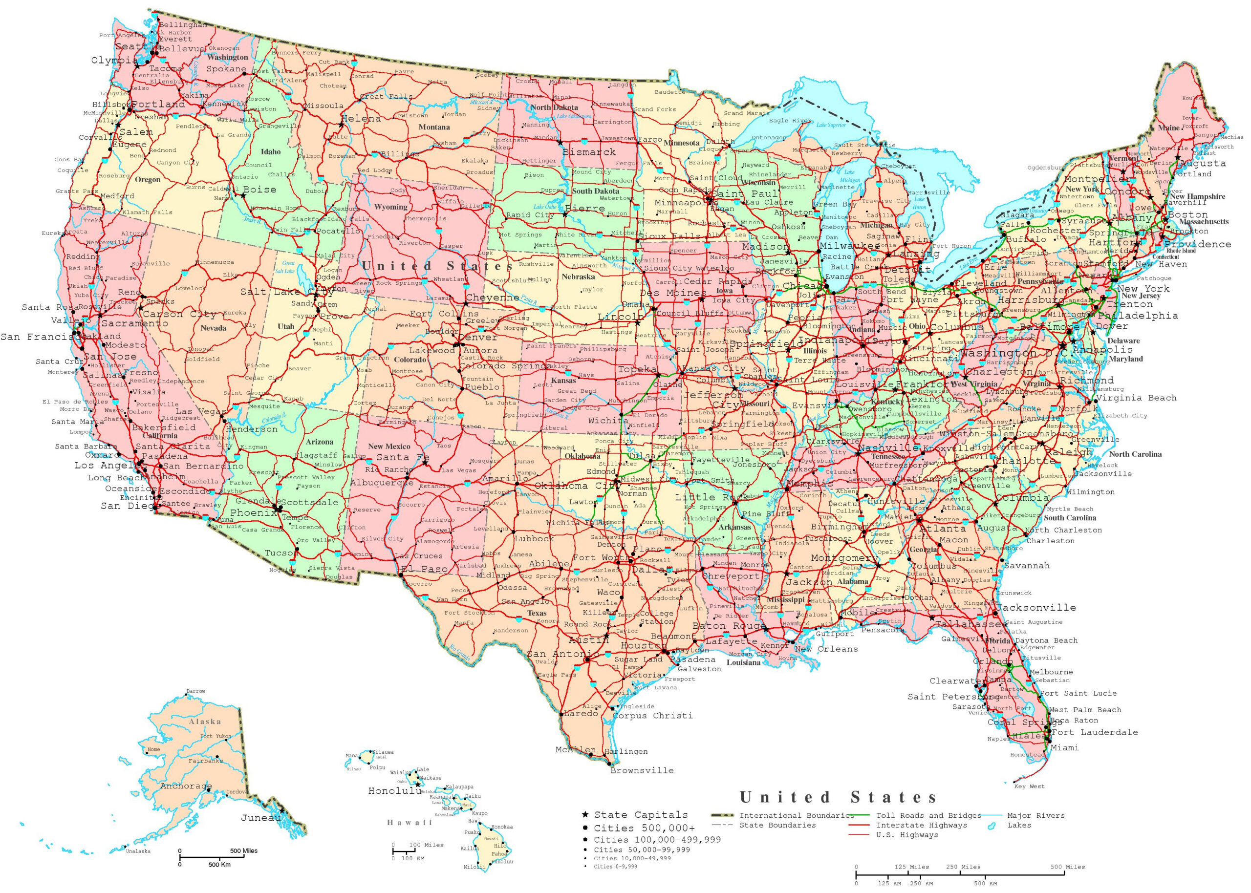 United States Printable Map pertaining to Road Map Of United States Printable