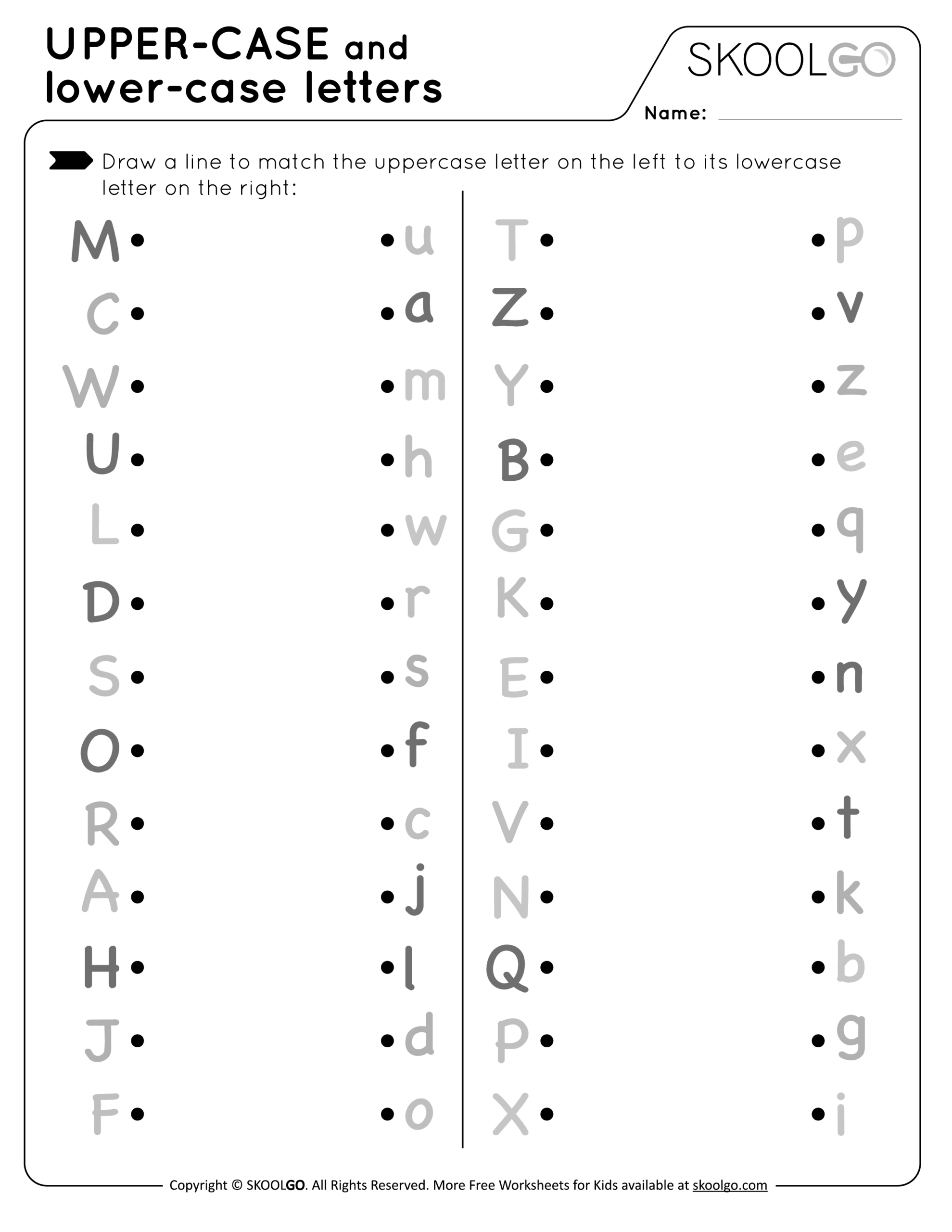 Upper-Case And Lower-Case Letters - Free Worksheet For Kids regarding Lowercase And Uppercase Alphabet Printable