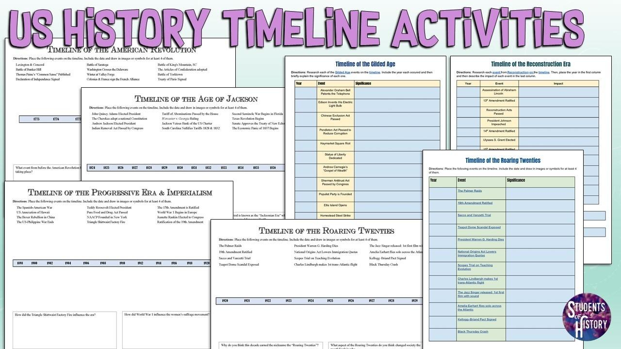 Us History Printable Timeline Activities - Worksheets Library with United States History Timeline Printable