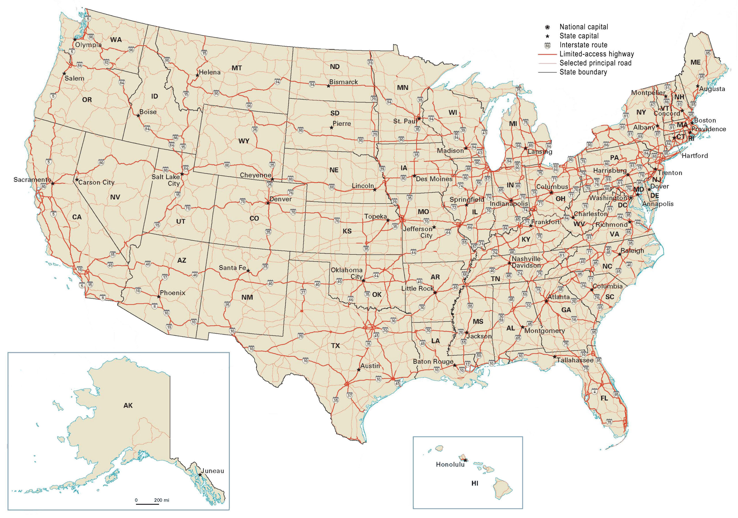 Us Road Map: Interstate Highways In The United States - Gis with Road Map of United States Printable