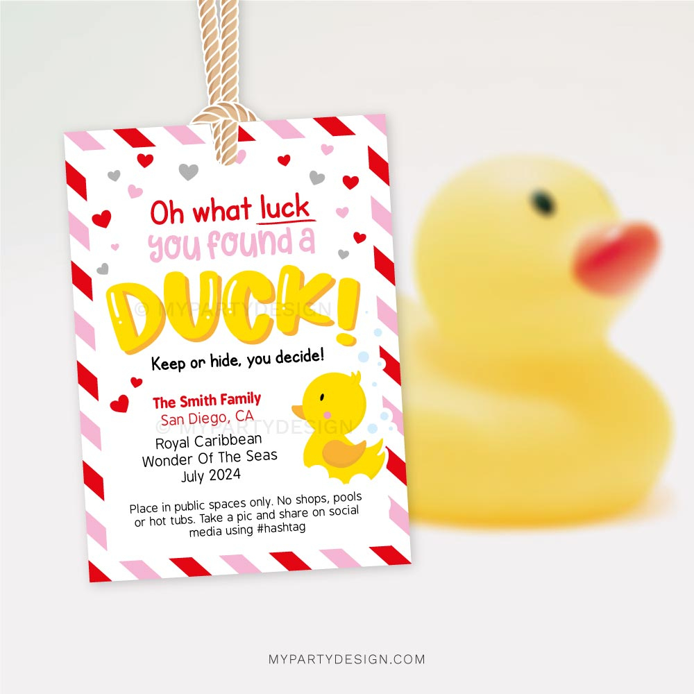Valentine'S Day Cruising Ducks Tags, Printable Pdf - My Party Design inside Free Printable Cruise Duck Tags