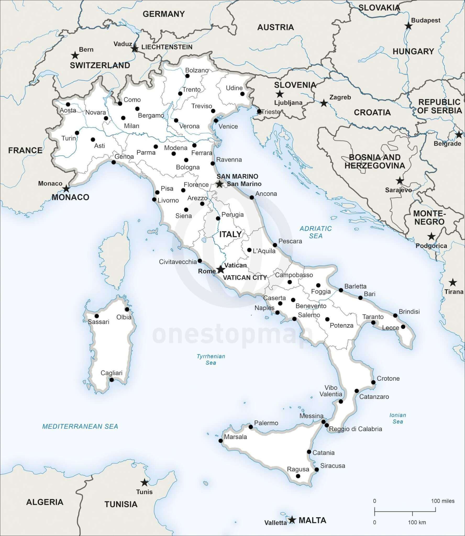 Vector Map Of Italy Political | One Stop Map within Printable Map of Italy Free