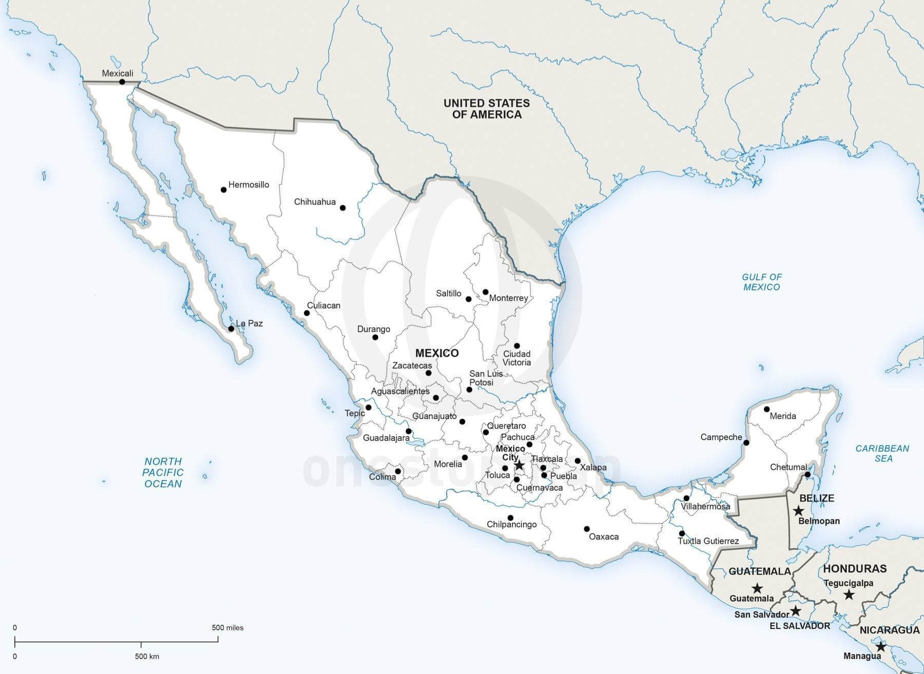 Vector Map Of Mexico Political | One Stop Map regarding Printable Map of Mexico States
