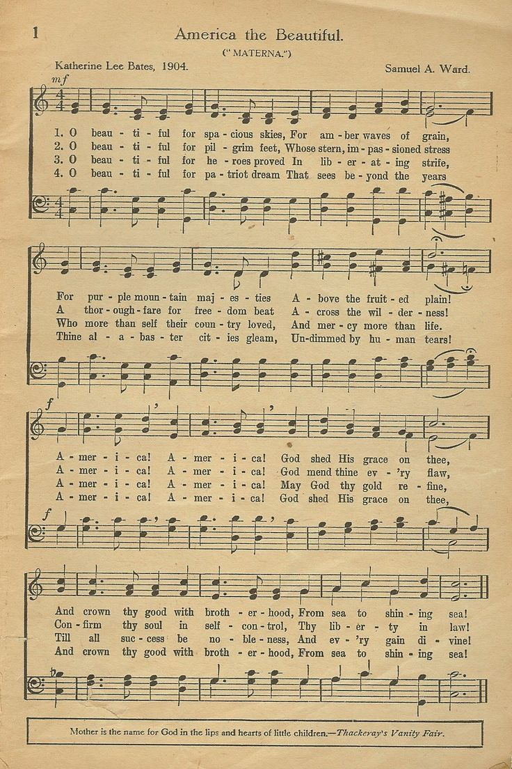 Vintage America The Beautiful Is An American Patriotic Song. The inside Printable Lyrics America The Beautiful
