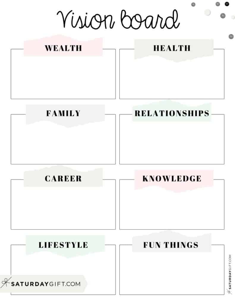 Vision Board Template - 27 Cute (&Free) Dream Board Printables inside Printable Vision Board Template Free