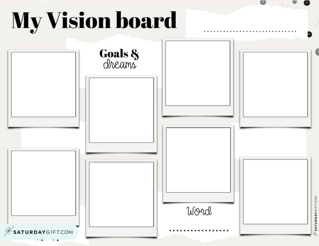 Vision Board Template - 27 Cute (&Free) Dream Board Printables inside Printable Vision Board Worksheet