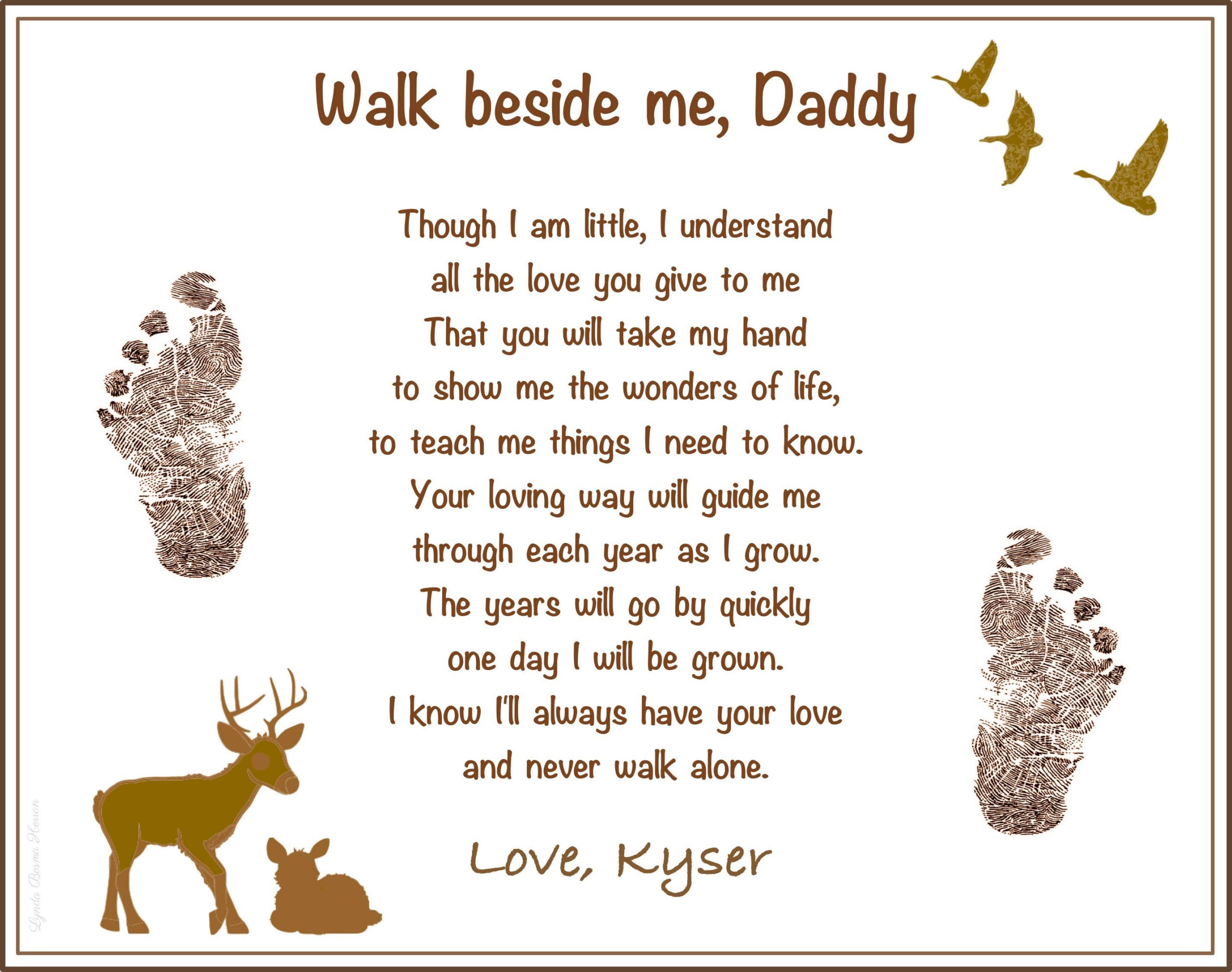 Walk Beside Me Daddy© Poem 8X10" Print | Personalized With Baby'S / Child'S Footprints | First Father'S Day Shower Christmas regarding Printable Walk with Me Daddy Poem