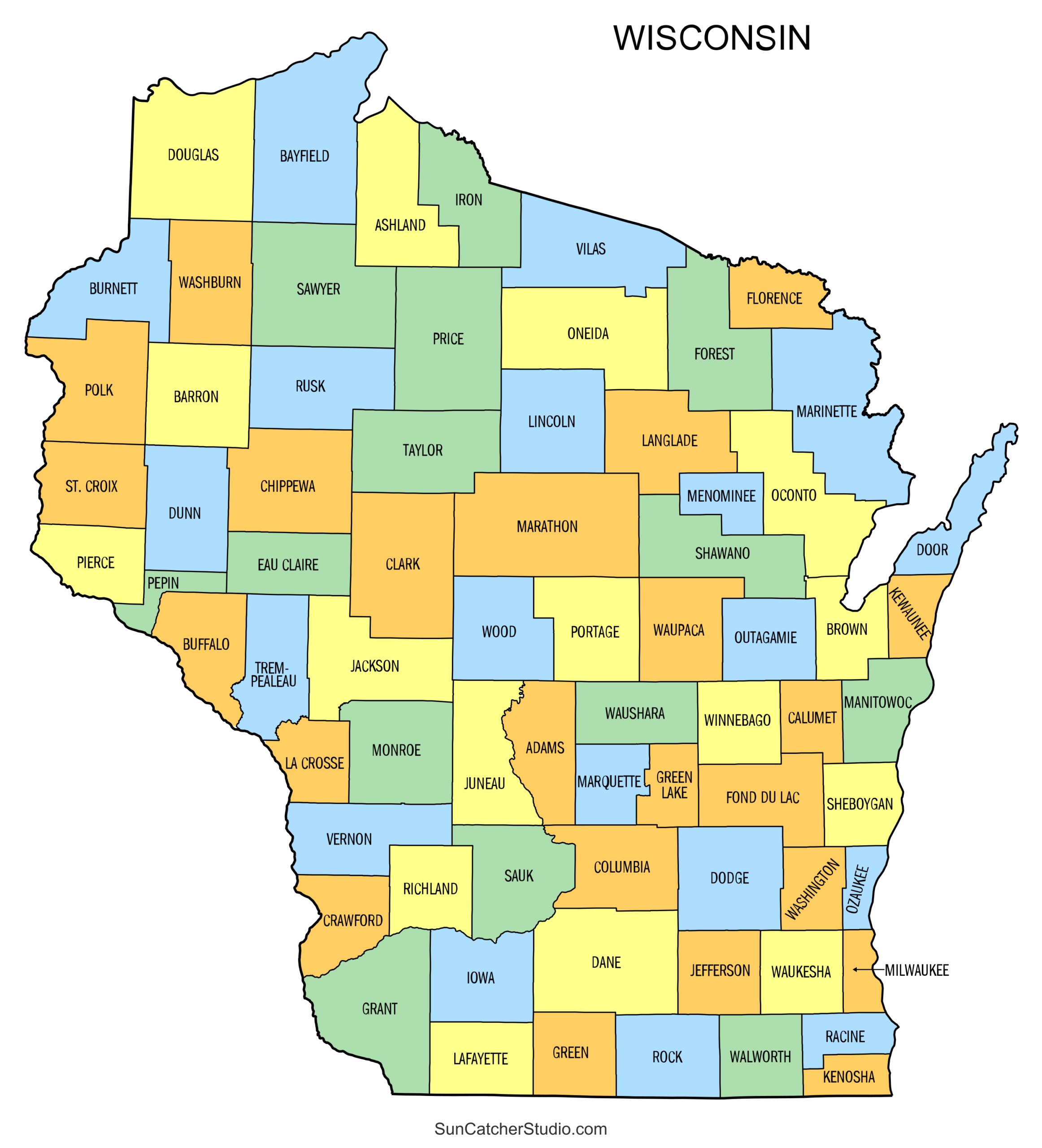 Wisconsin County Map (Printable State Map With County Lines with Map of Wisconsin Counties Printable