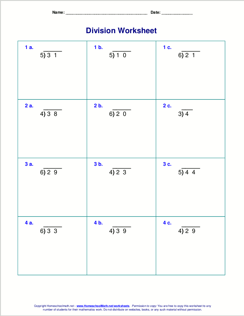 Worksheets For Division With Remainders inside Free Printable Long Division Worksheets