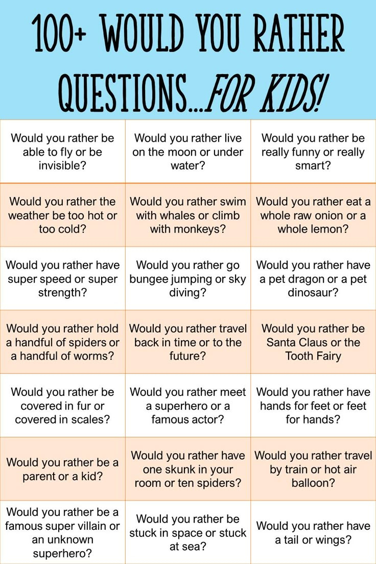Would You Rather Questions For Kids (Printable Game!) within Printable Would You Rather Questions For Kids