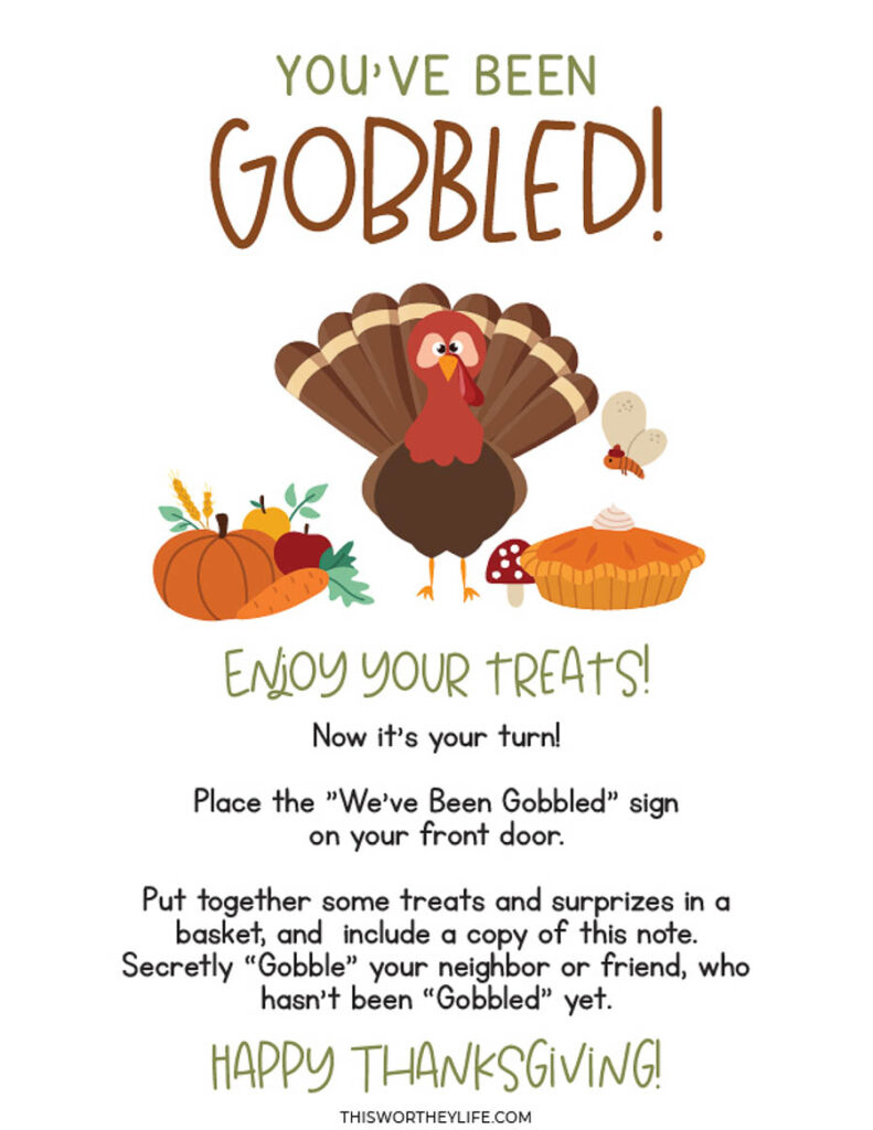 You'Ve Been Gobbled Printable with You'Ve Been Gobbled Free Printable
