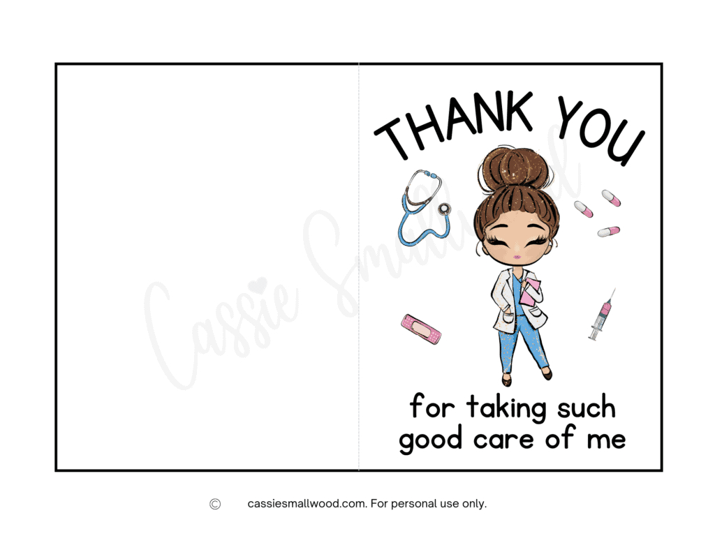 10 Cute Nurse Thank You Cards (Free Printable) - Cassie Smallwood inside Nurse Thank You Cards Printable