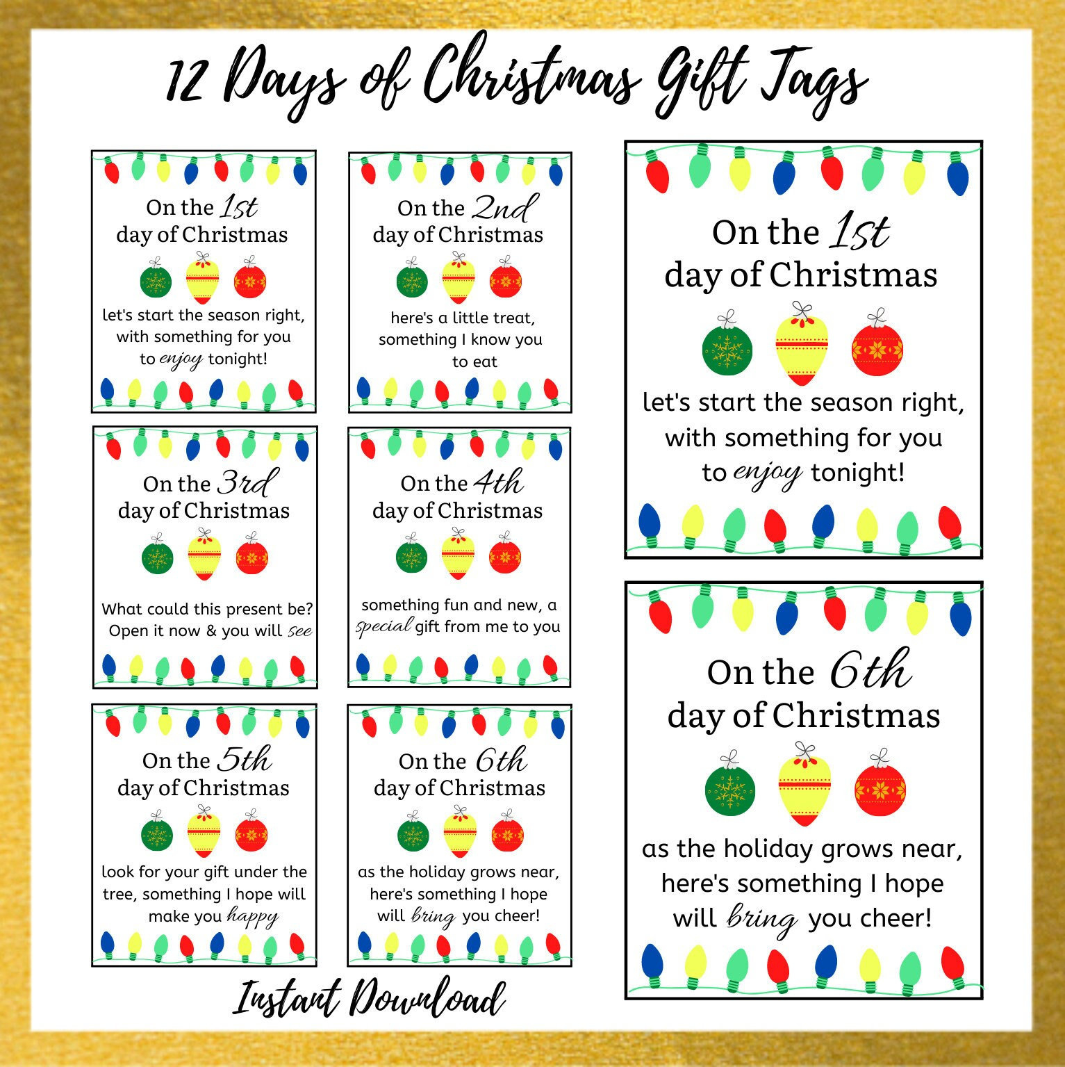 12 Days Of Christmas Gift Tags | 12 Days Of Christmas Printable with regard to Printable 12 Days of Christmas Tags