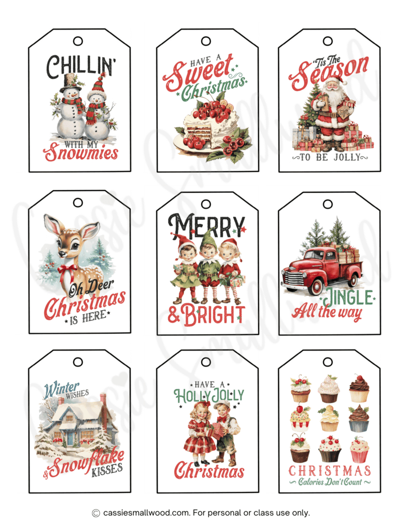 400+ Cutest Printable Christmas Tags (Free Pdf) - Cassie Smallwood in Free Printable Vintage Christmas Tags