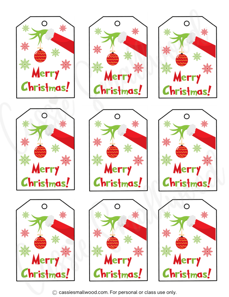 400+ Cutest Printable Christmas Tags (Free Pdf) - Cassie Smallwood with Christmas Name Tags Printable