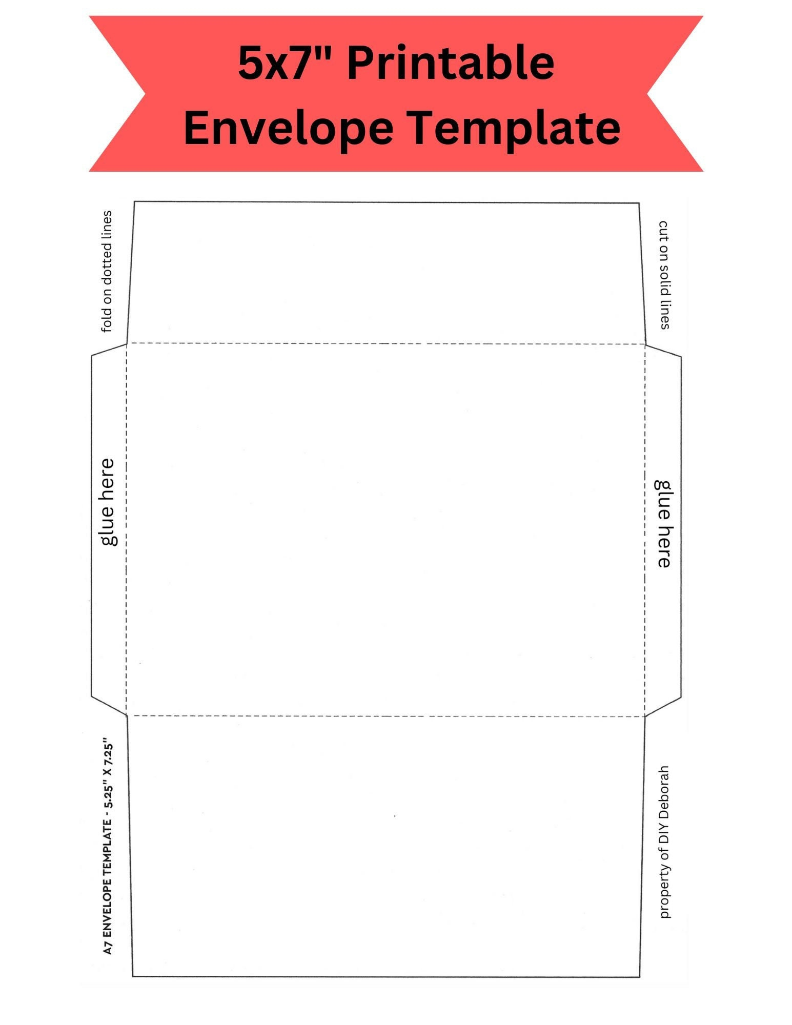 5X7&amp;quot; Printable Foldable Envelope Template, Instant Digital within Printable Christmas Card Envelopes 5X7