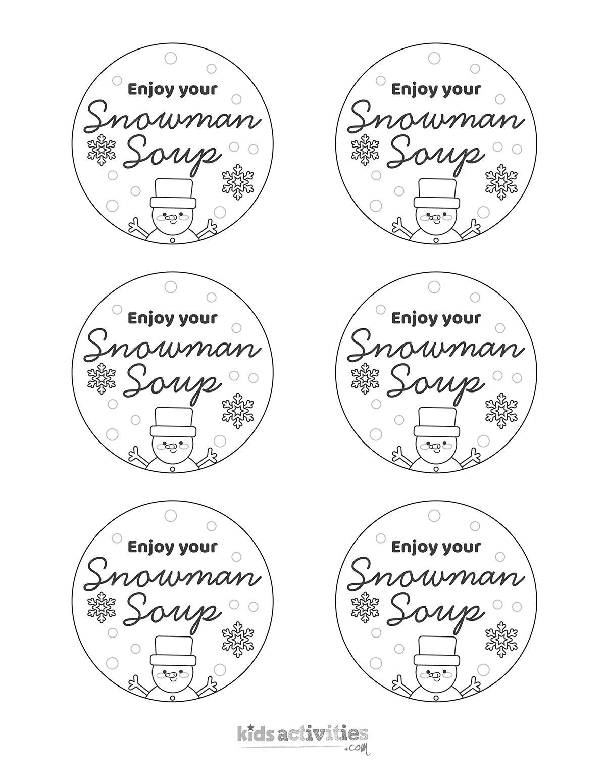 A Delightful Snowman Soup Gift With Free Printables Kids within Snowman Soup Printable For Adults