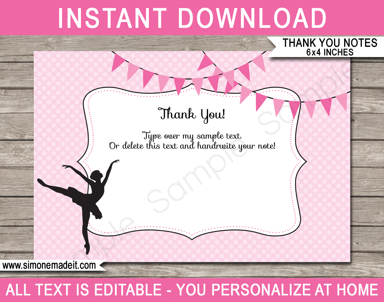 Ballerina Party Thank You Cards Template with Free Printable Event Thank You Cards