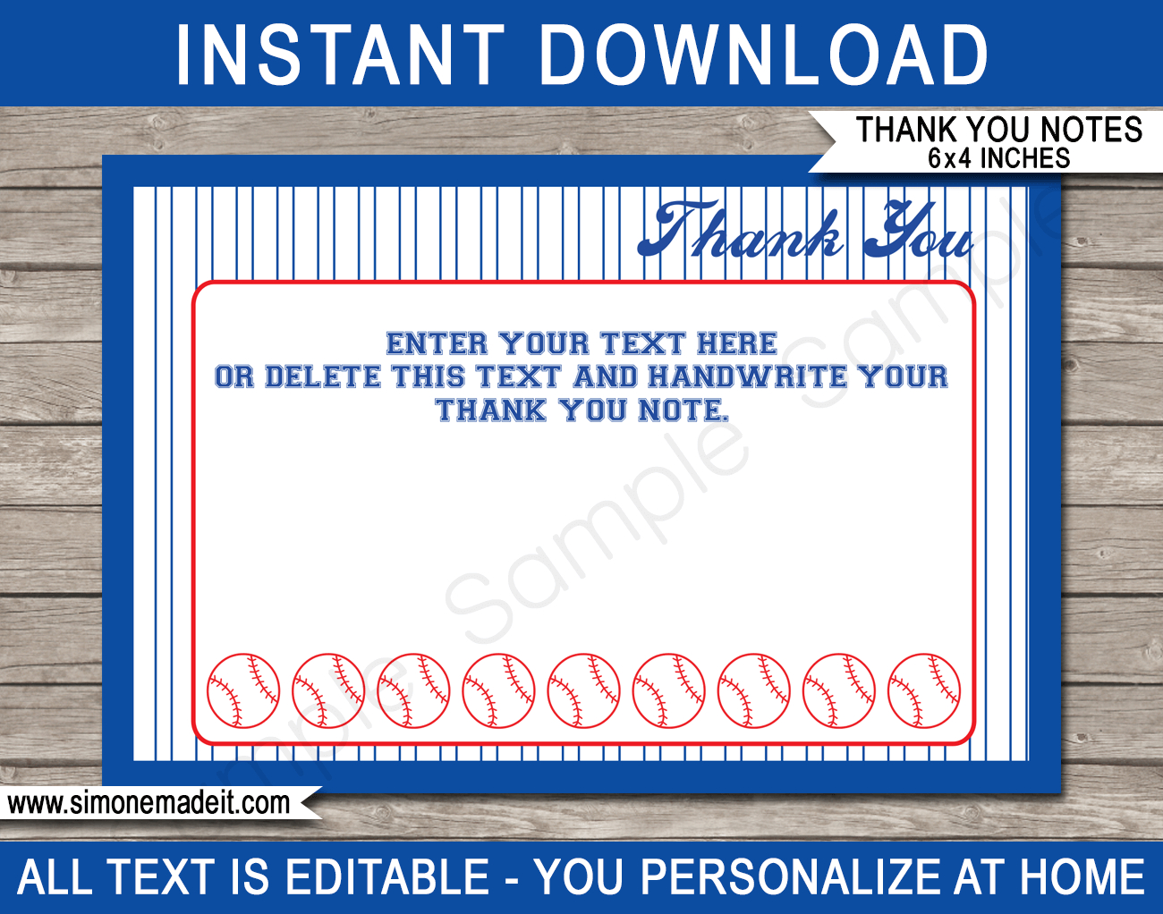 Baseball Party Thank You Cards Template in Baseball Thank You Cards Printable Free