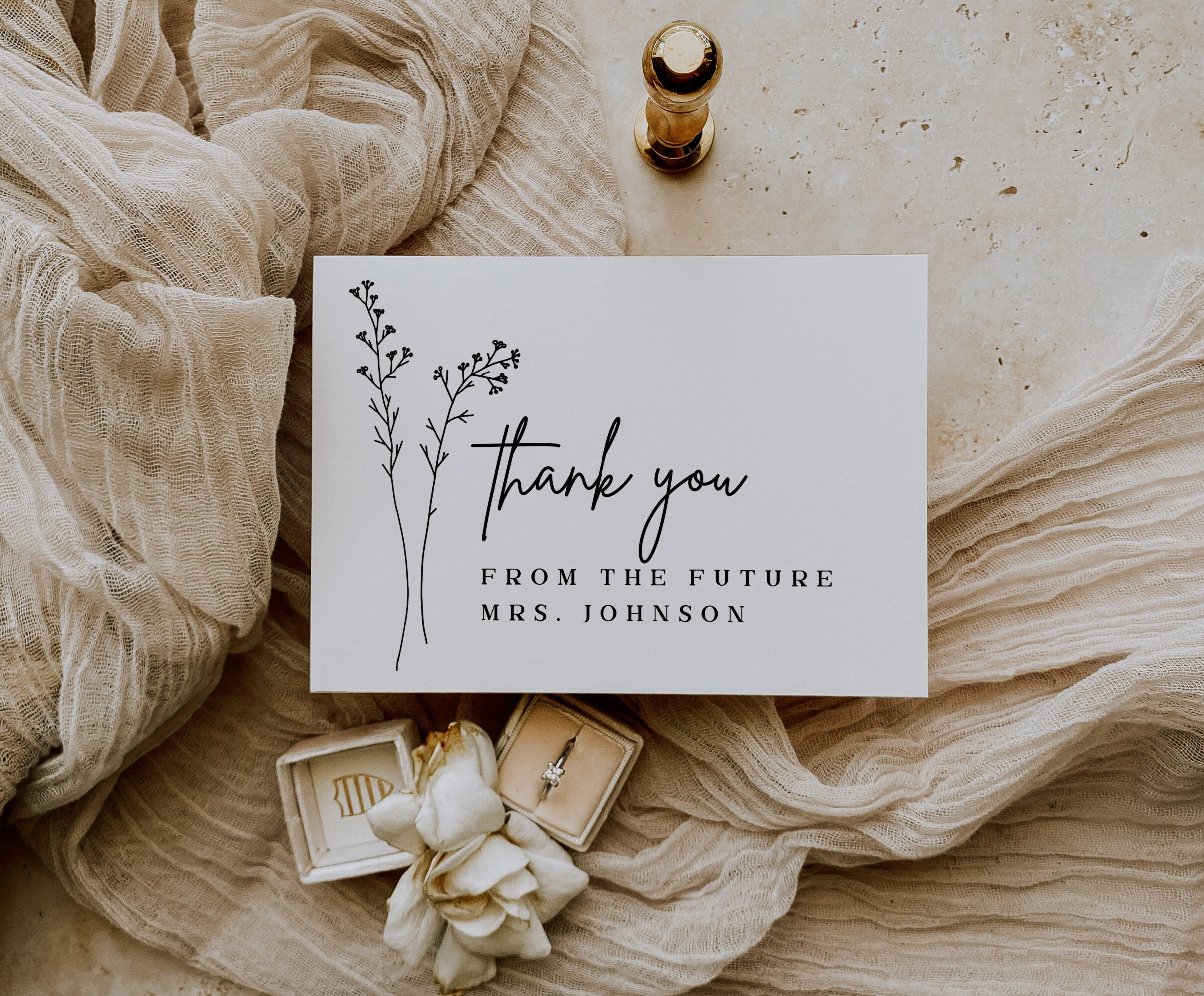 Bridal Shower Thank You Card Template Printable Modern Minimalist in Thank You Cards Bridal Shower Printable
