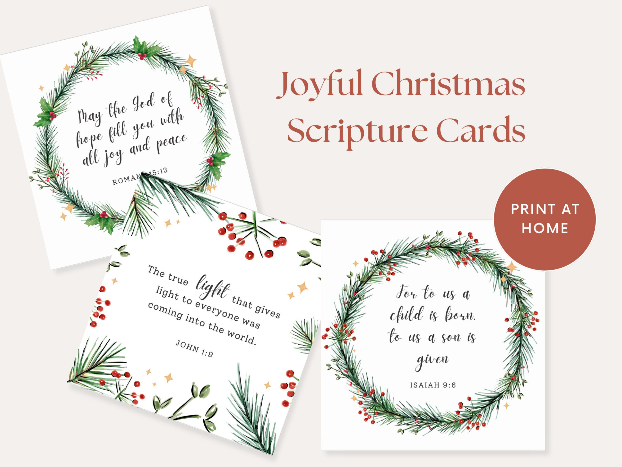 Buy Christmas Bible Verses, Christmas Scripture Cards Printable for Printable Christmas Card Verses