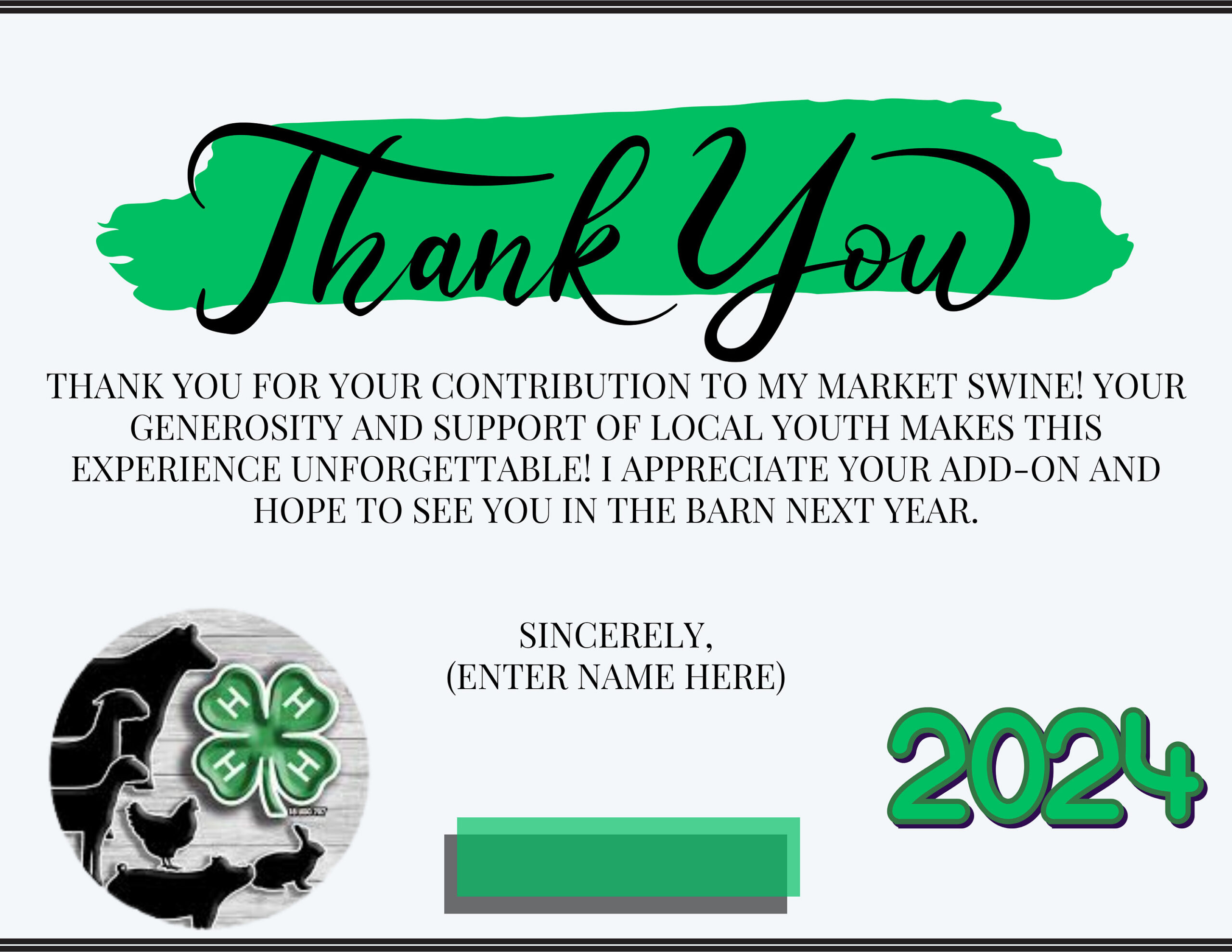Canva Digital Template: 4-H Add-On Thank You Cards (Editable with regard to 4H Thank You Cards Printable