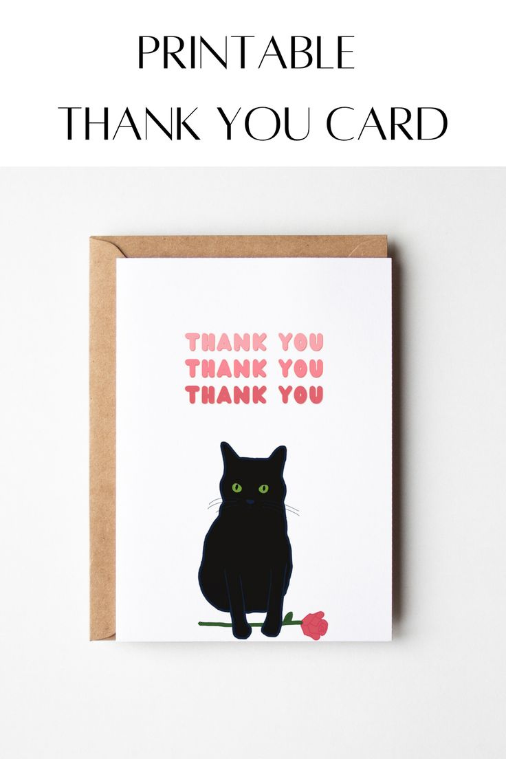 Cat Thank You Card | Funny Thank You Card | Instant Download inside Funny Thank You Cards Printable