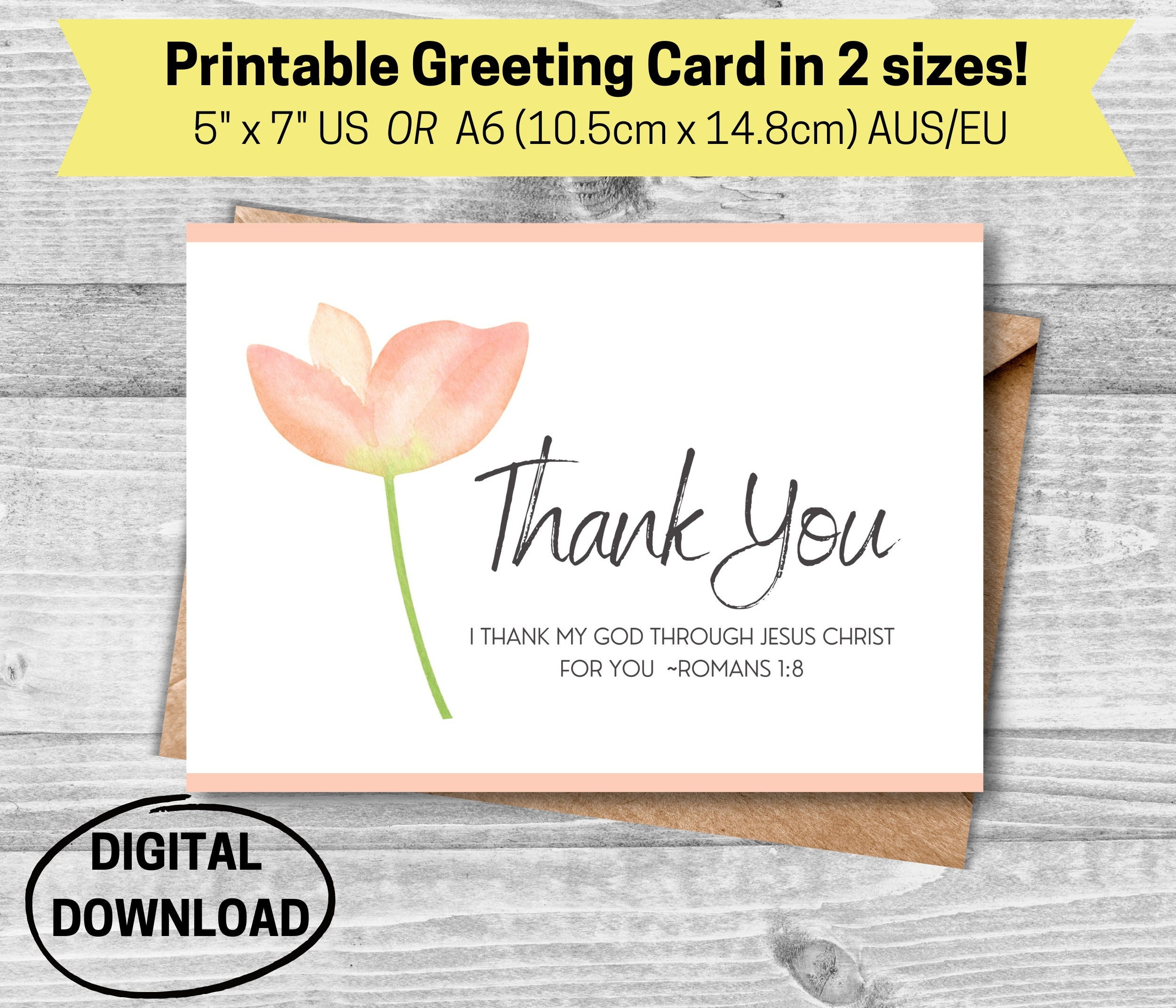 Christian Thank You Card, Religious Thank You Card, Thank You with regard to Religious Thank You Cards Printable