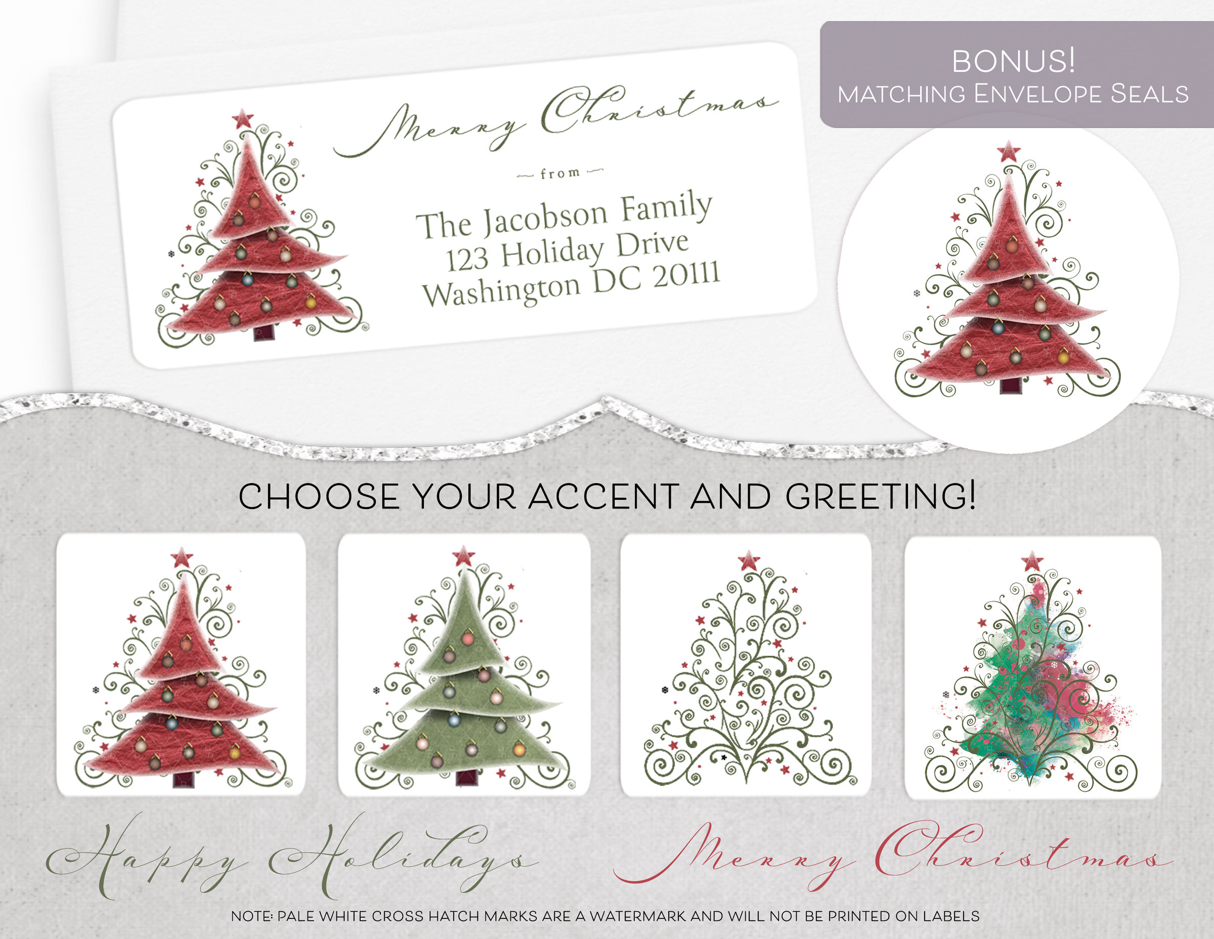 Christmas Address Label, Holiday Address Label, Unique Round intended for Printable Christmas Card Address Labels