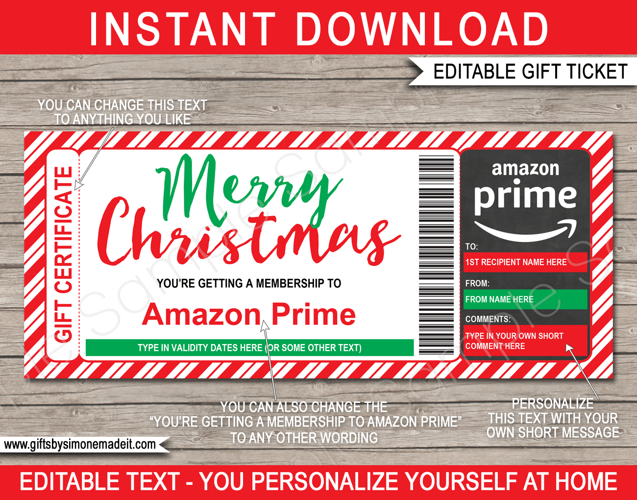 Christmas Amazon Prime Gift Certificate with Amazon Gift Card Printable At Home Christmas