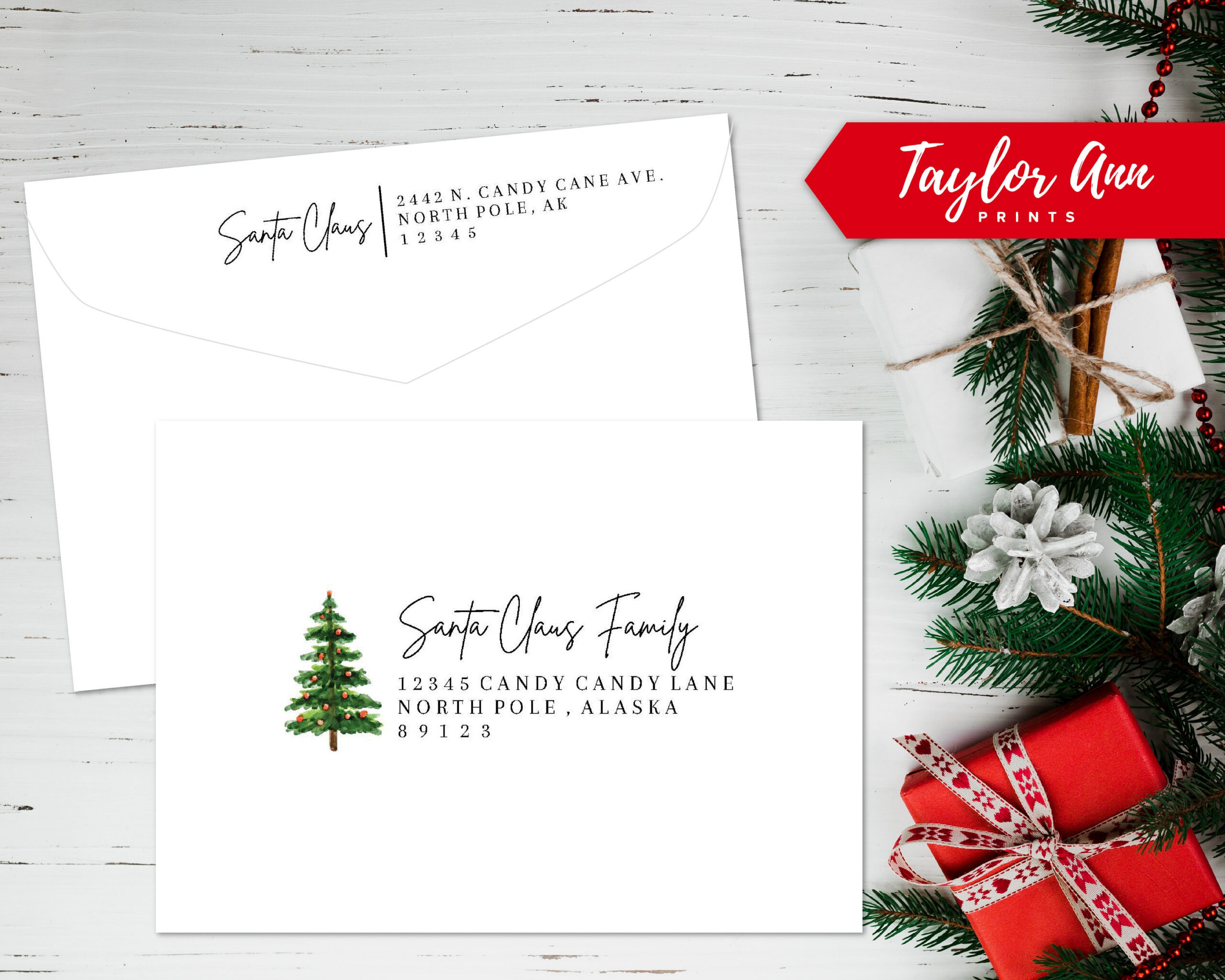 Christmas Envelope Address Template Editable Printable Classic throughout Printable Christmas Card Envelopes